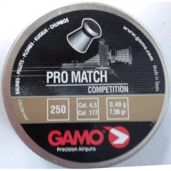 Пули для пневматики GAMO Pro Match 250 шт. калибр 4,5 мм Пули для пневматики GAMO Pro Match 250 шт. калибр 4,5 мм